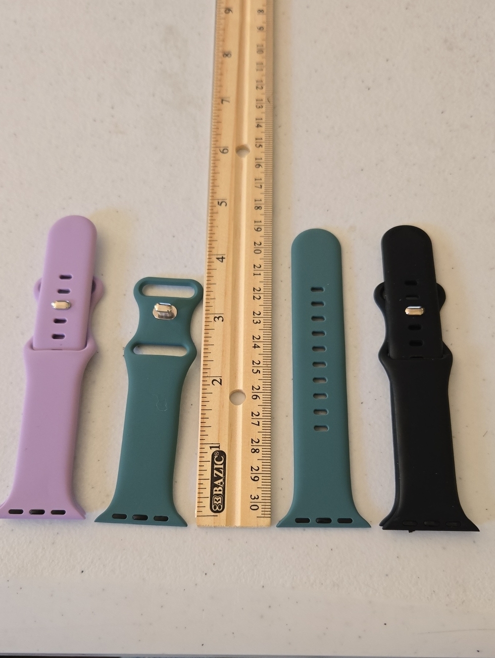 APPLE Silicone Replacement Watch Bands Lavender,Teal, Black set of 3 (S/M) lot#2